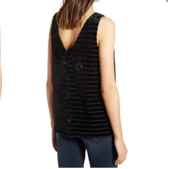 NWT!! Chelsea • 28 - Shadow Stripe Velvet Tank Top - Black - Size Medium - Picture 2 of 10